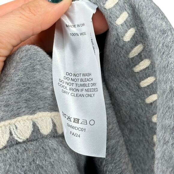 QUINCE Double Faced Merino Wool Scarf Coat Heather Grey Women's Size XL Neutral - Picture 10 of 11